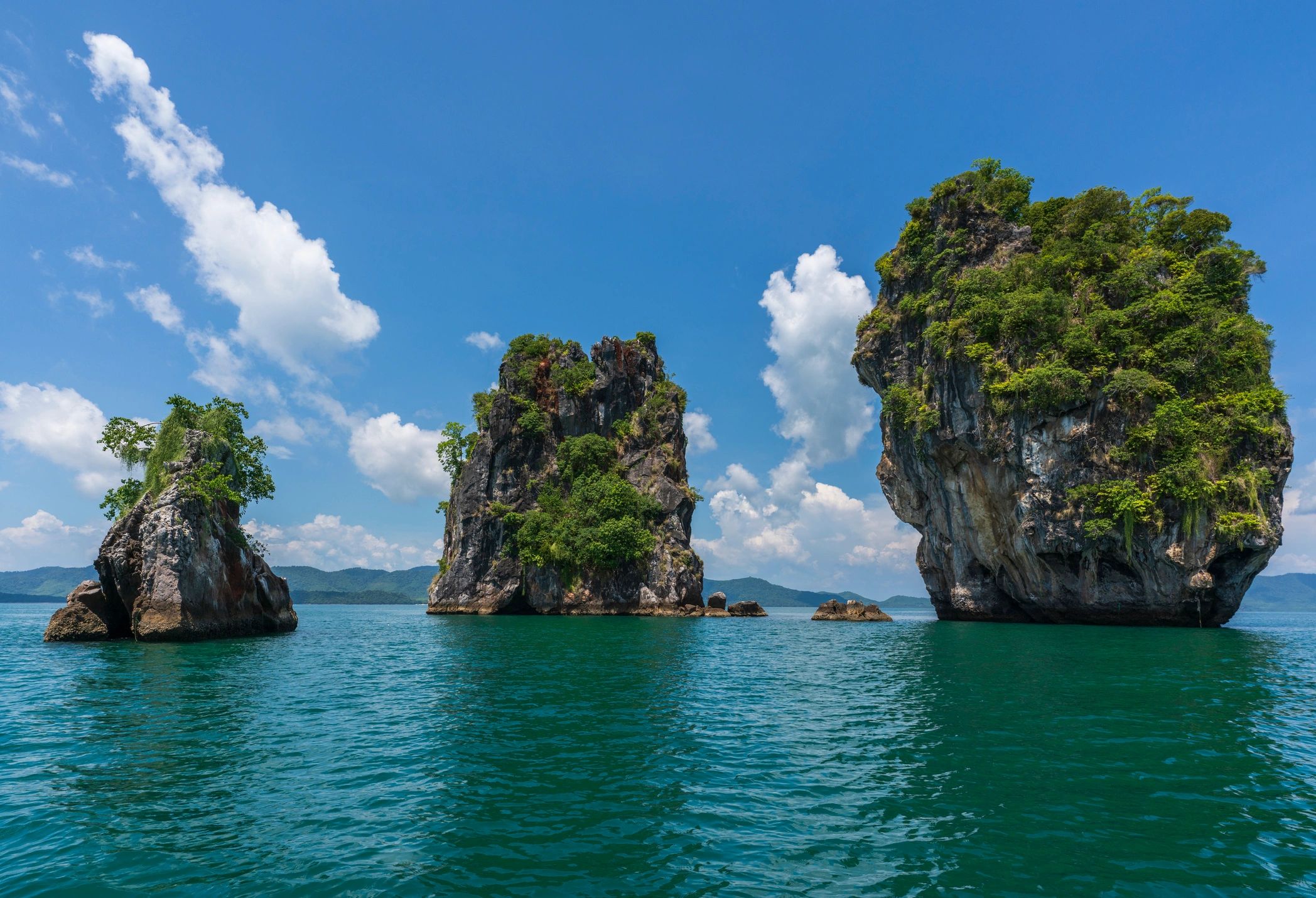 Andaman Sea scenery near Phang Nga with limestone islands