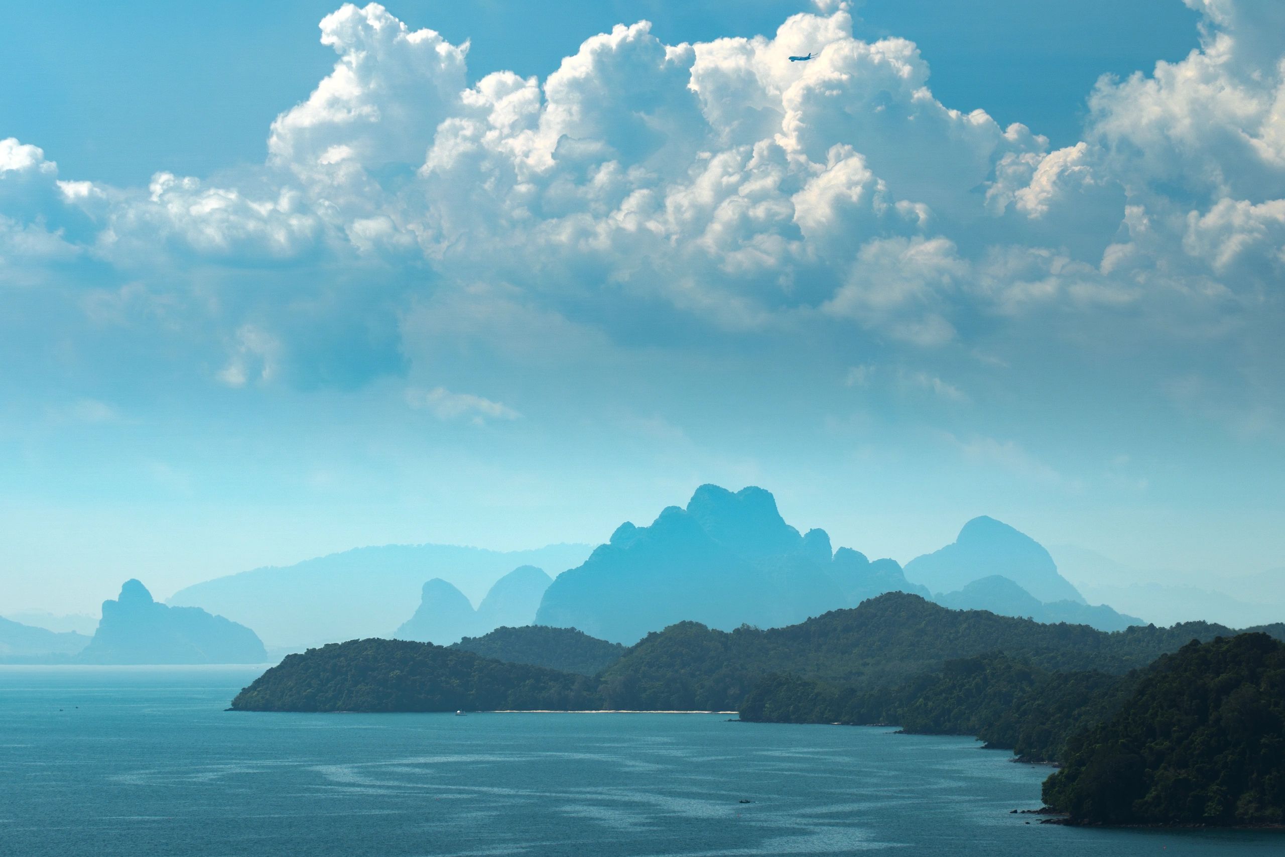 Andaman Sea scenery near Phang Nga with limestone islands